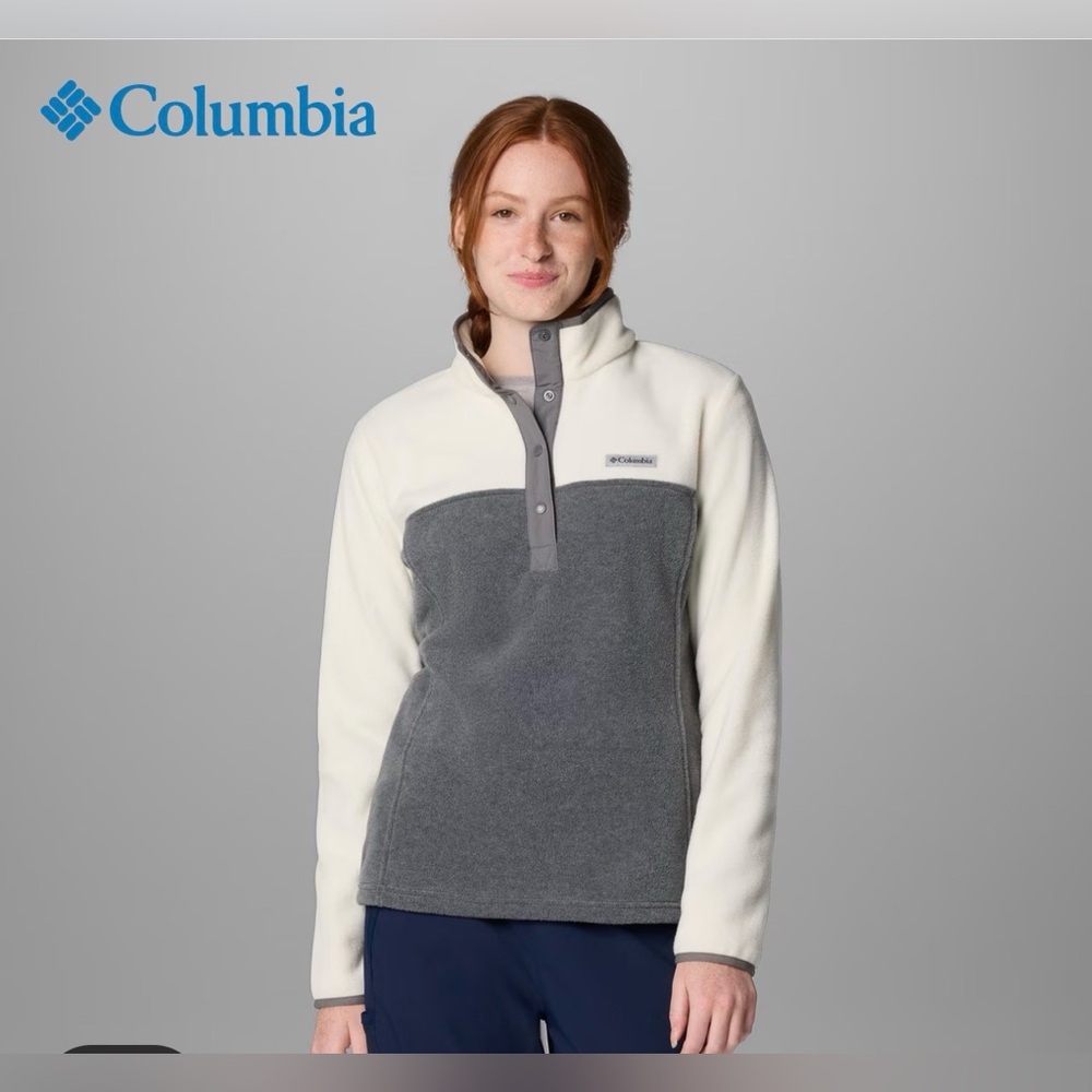 Columbia Women’s Benton Springs Half Snap Mid-weight Fleece Gray & Cream Medium